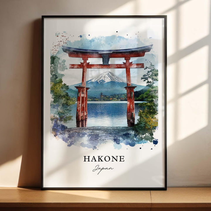 Hakone Wall Art, Hakone Japan Print, Hakone Japan Watercolor Art, Fuji-Hakone-Izu Gift,