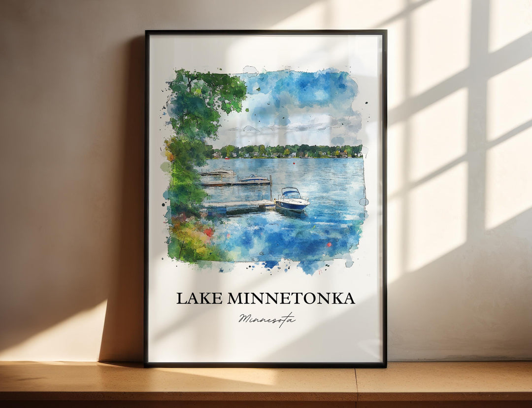 Lake Minnetonka Wall Art, Minneapolis Print, Minnesota Watercolor Art, Lake Minnetonka Gift, Travel Print, Travel Poster, Housewarming Gift