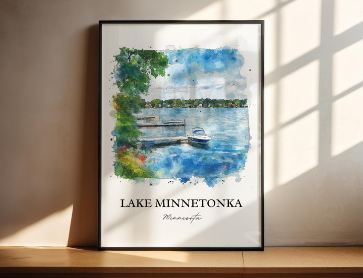 Lake Minnetonka Wall Art, Minneapolis Print, Minnesota Watercolor Art, Lake Minnetonka Gift, Travel Print, Travel Poster, Housewarming Gift