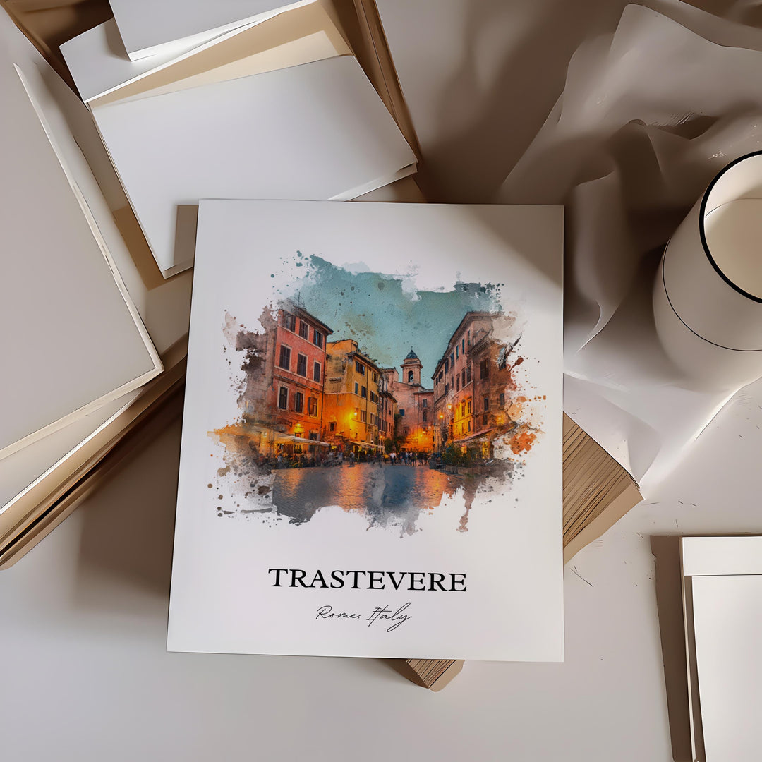 Trastevere, Italy – Watercolor Art Print