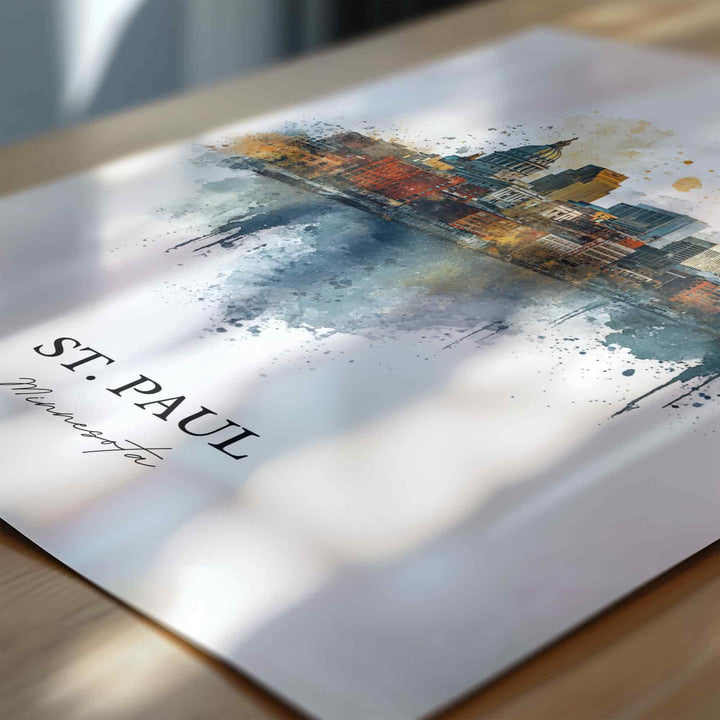 St. Paul MN Wall Art, St Paul Print, Minnesota Watercolor Art, Twin Cities Gift, Travel Print, Travel Poster, Housewarming Gift