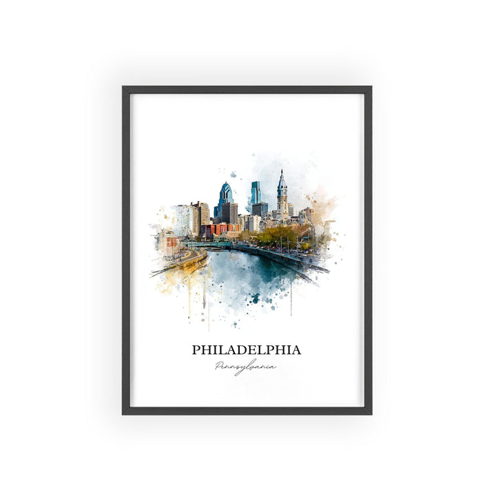 Philadelphia Wall Art, Philly Print, Philadelphia Watercolor Art, Philly Skyline Gift, Travel Print, Travel Poster, Housewarming Gift