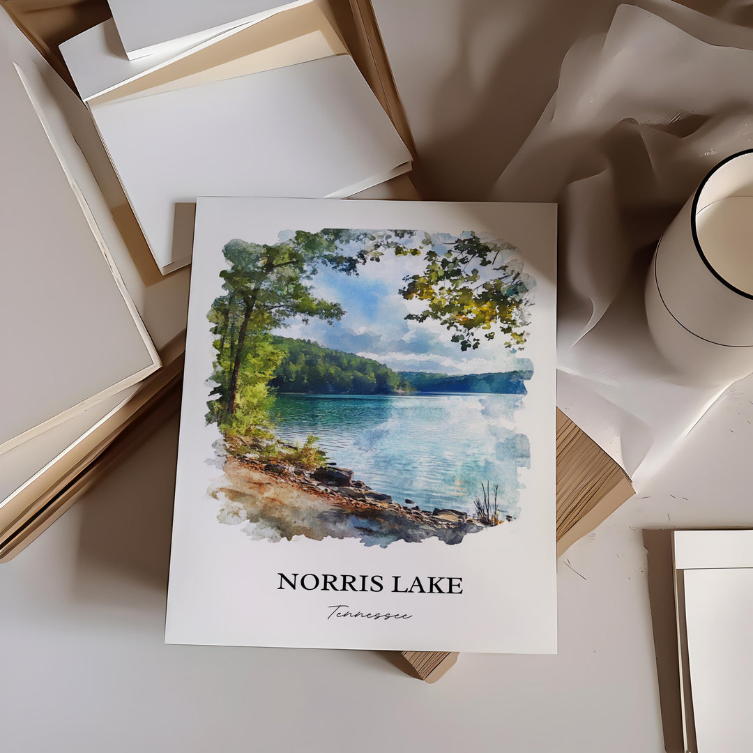 Norris Lake, Tennessee, USA – Watercolor Art Print