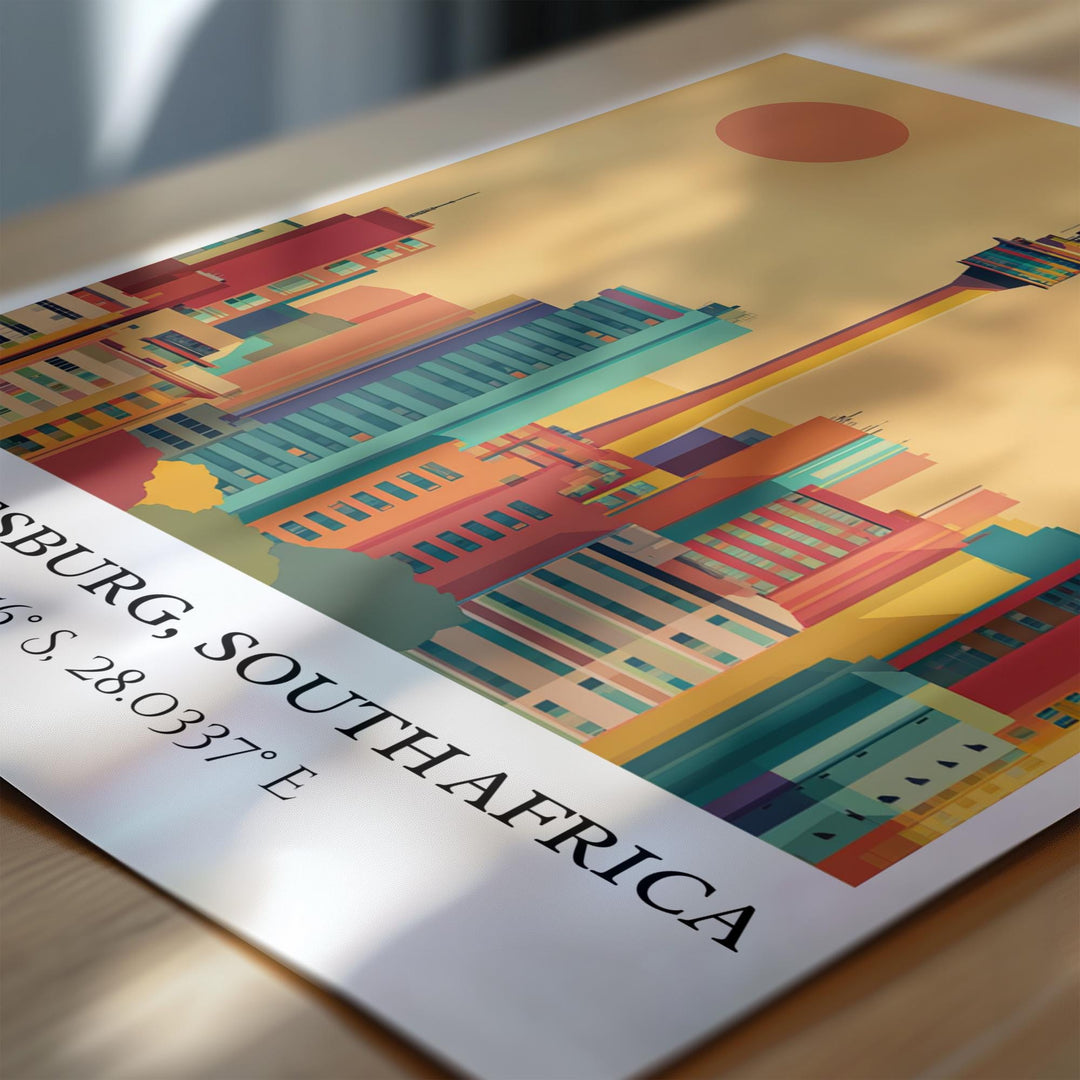 Johannesburg Art, Johannesburg Retro Travel Art, South Africa Decor, Johannesburg Gift, South Africa Art, Travel Prints, Housewarming Gift