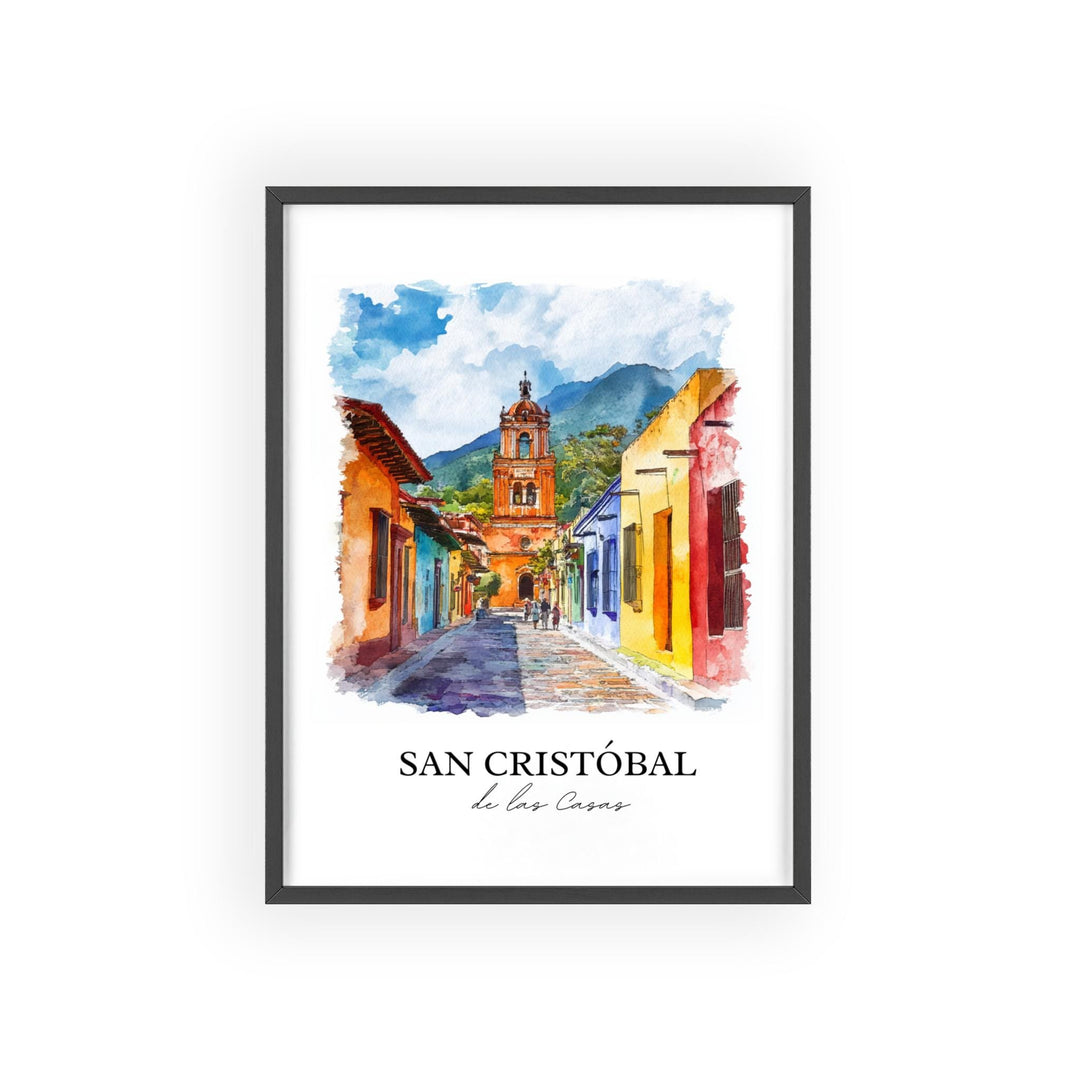 San Cristobal de Las Casas Wall Art, Chiapas Print, Mexico Watercolor Art, Chiapas MX Gift, Travel Print, Travel Poster, Housewarming Gift