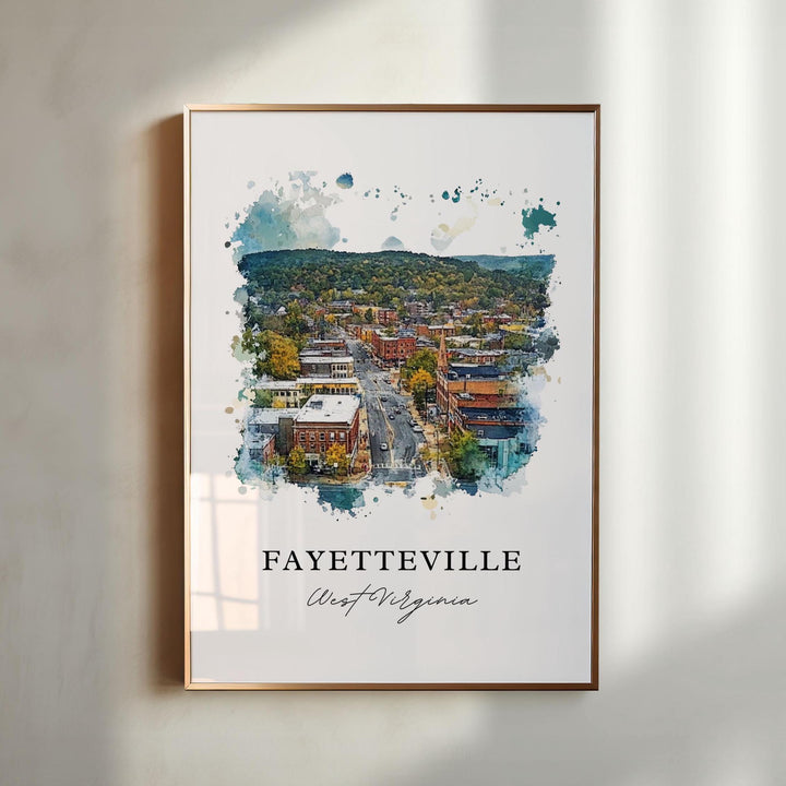 Fayetteville WV Wall Art, Fayetteville Print, Fayette County Watercolor Art, Fayette WV Gift,