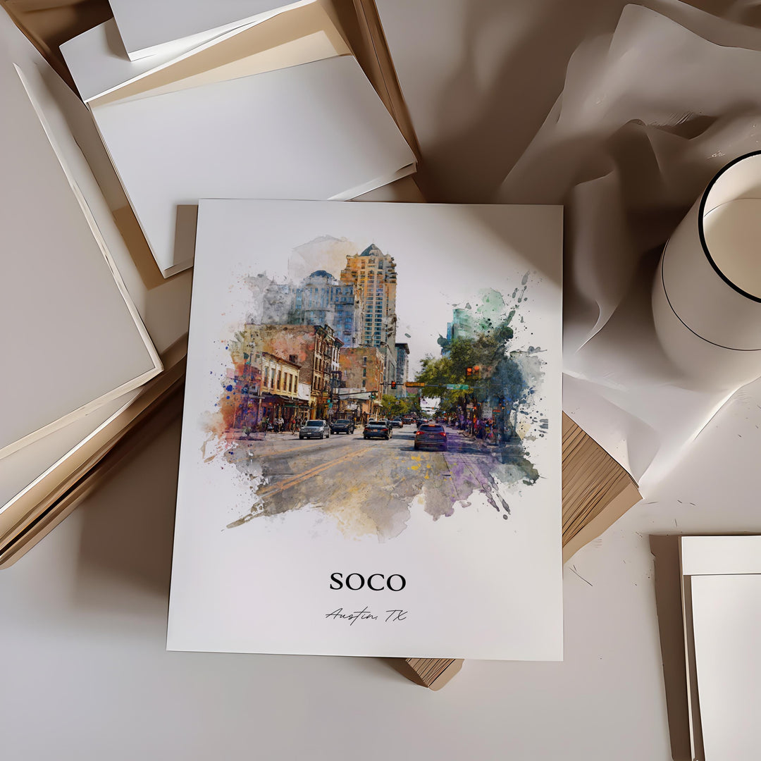 Soco Austin, Texas – Watercolor Art Print