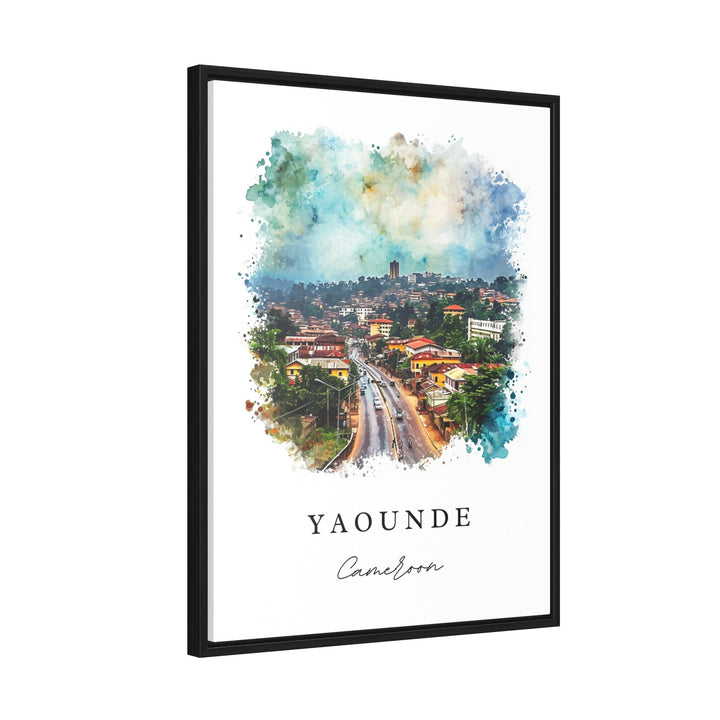 Yaounde watercolor travel art - Cameroon, Yaounde print, Wedding gift, Birthday present, Custom Text, Perfect Gift