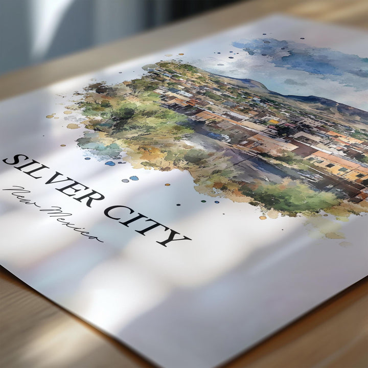 Silver City NM Wall Art, Grant County Print, New Mexico Watercolor Art, Silver City NM Gift, Travel Print, Travel Poster, Housewarming Gift