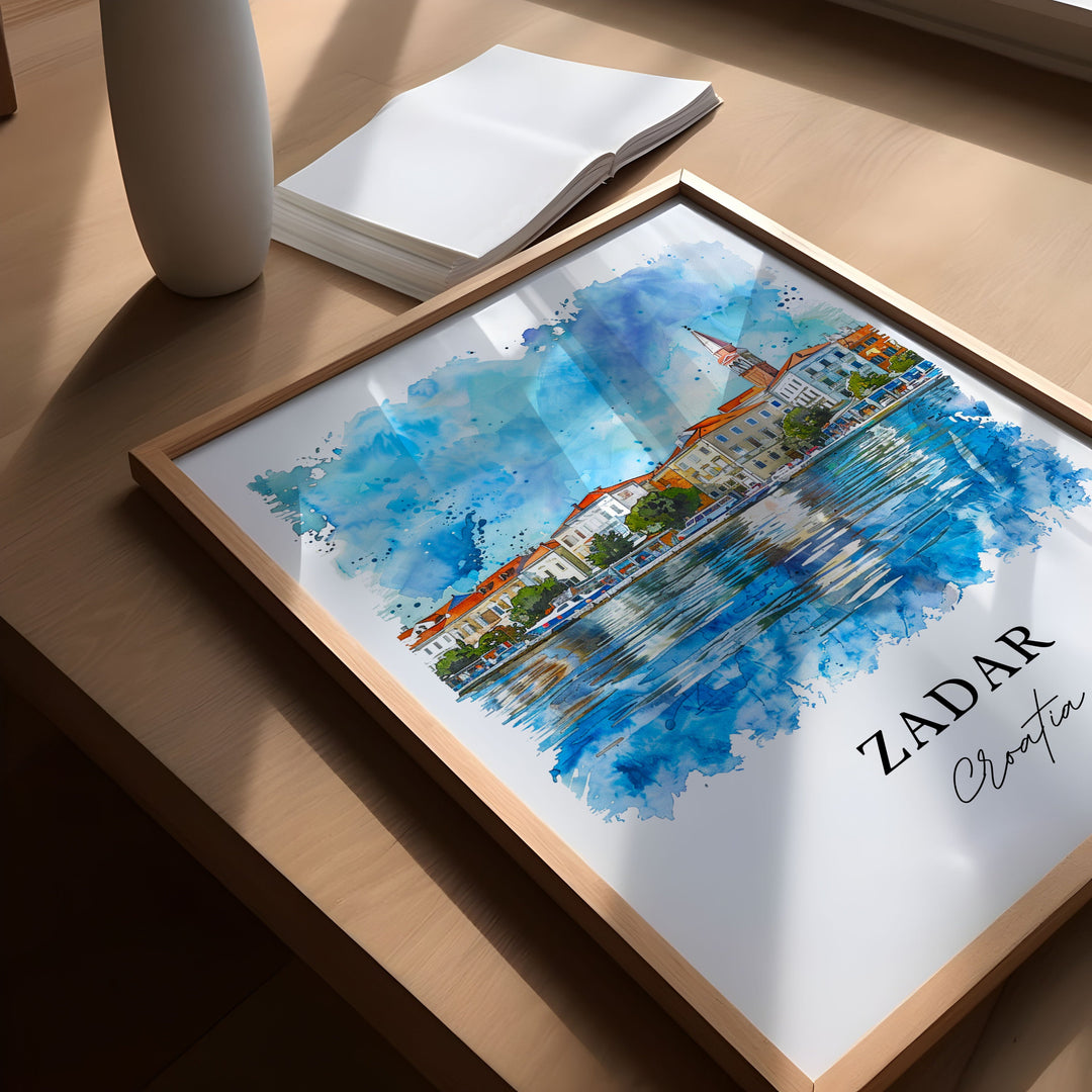 Zadar Wall Art, Zadar Croatia Print, Zadar Watercolor, Zadar Croatia Gift,