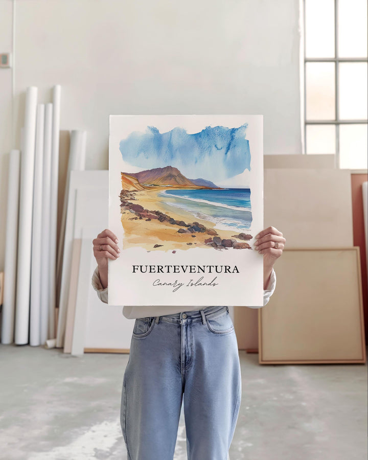 Fuerteventura Wall Art, Canary Islands Print, Fuertenventura Watercolor, Fuerteventura Gift, Travel Print, Travel Poster, Housewarming Gift
