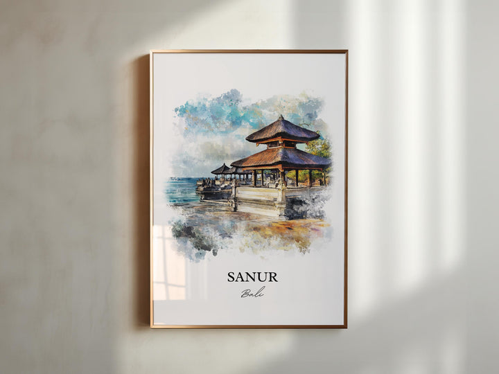 Sanur Bali Wall Art, Sanur Print, Bali Watercolor Art, Sanur Bali Gift, Travel Print, Travel Poster, Housewarming Gift