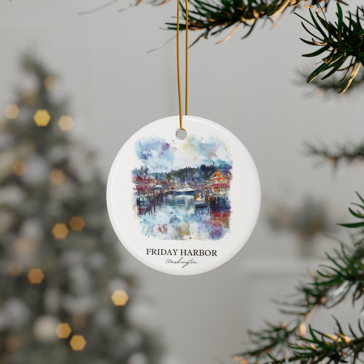 Friday Harbor WA Ornament: Unique San Juan Island Souvenir, San Juan Island Xmas Decor, and Authentic Friday Harbor Gift