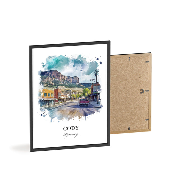 Cody Wyoming Wall Art, Cody WY Print, Yellowstone Watercolor Art, Cody WY Gift, Travel Print, Travel Poster, Housewarming Gift
