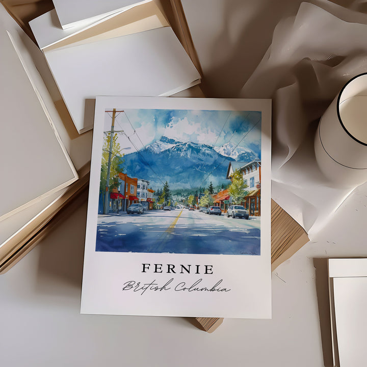 Fernie BC wall art - British Columbia, Fernie print, Fernie Canada Wedding gift, Birthday present, Custom Text, Perfect Gift