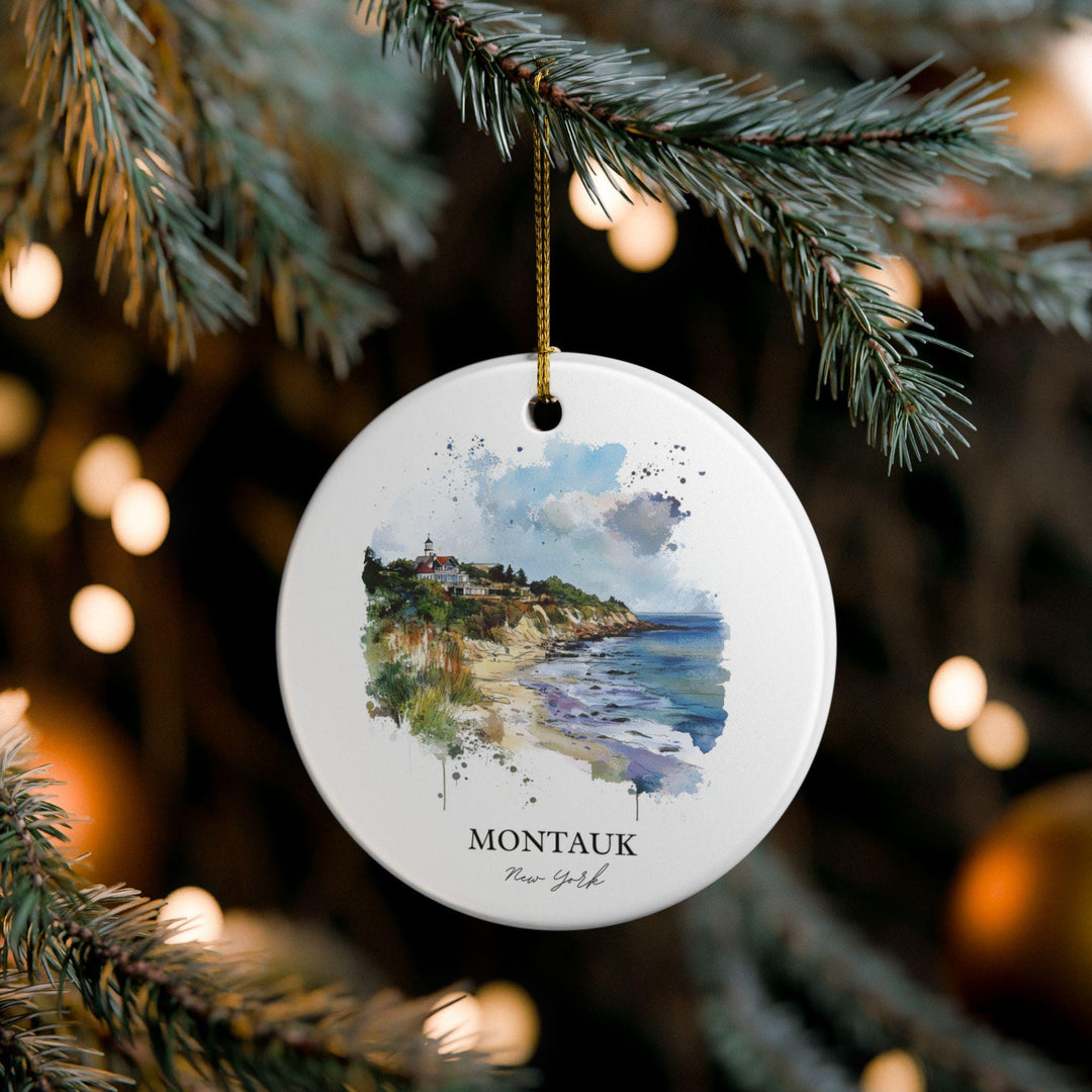 Montauk NY Ornament: Unique Montauk Souvenir, Montauk NY Xmas Decor, and Authentic Montauk New York Gift
