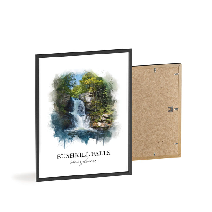 Bushkill Falls Wall Art, Bushkill Falls Print, Poconos Watercolor Art, Bushkill Falls Gift, Travel Print, Travel Poster, Housewarming Gift