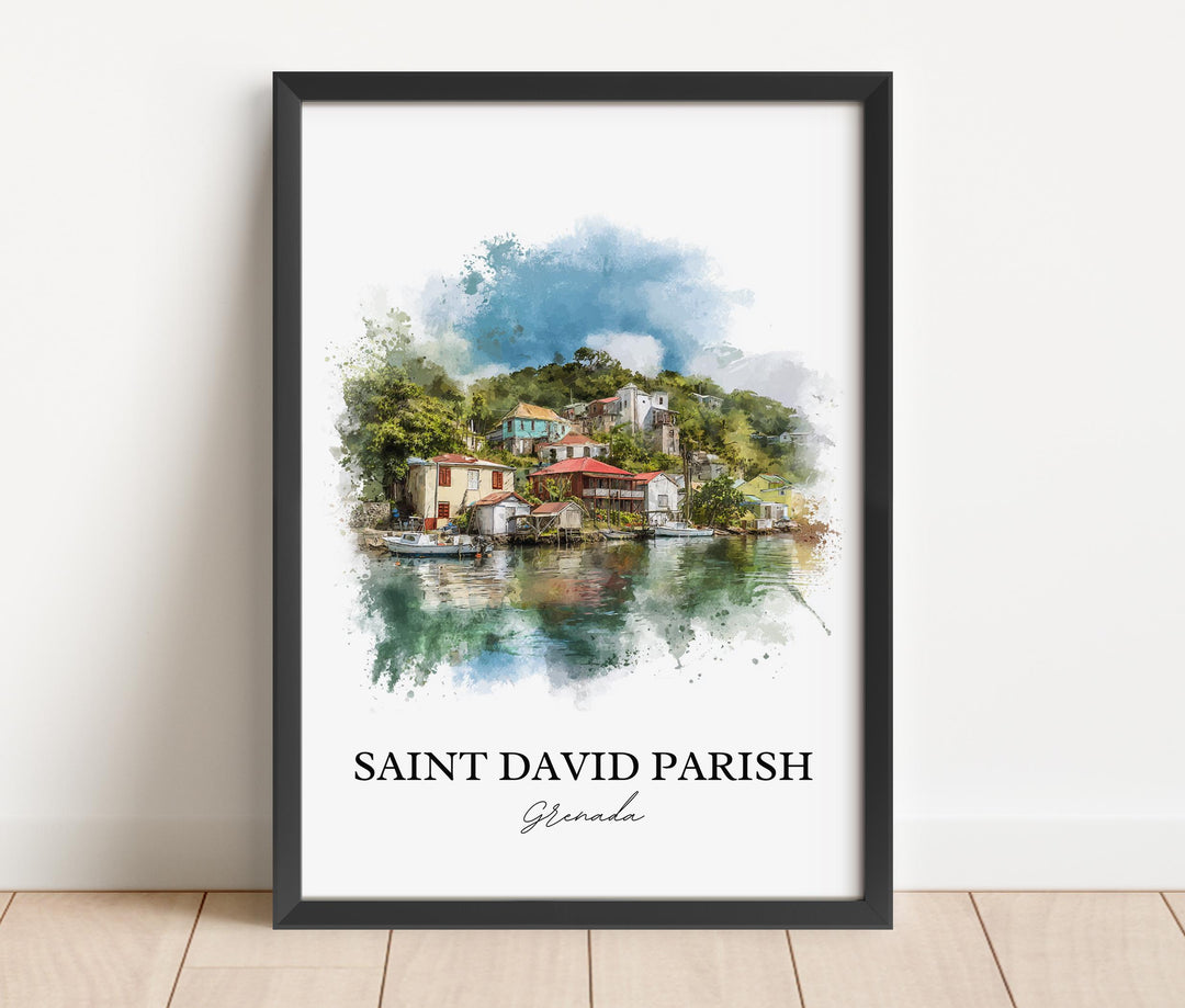 Saint David Parish Art, Grenada Print, Grenada Watercolor Art, Grenada Gift, Grenada Travel Print, Travel Poster, Housewarming Gift