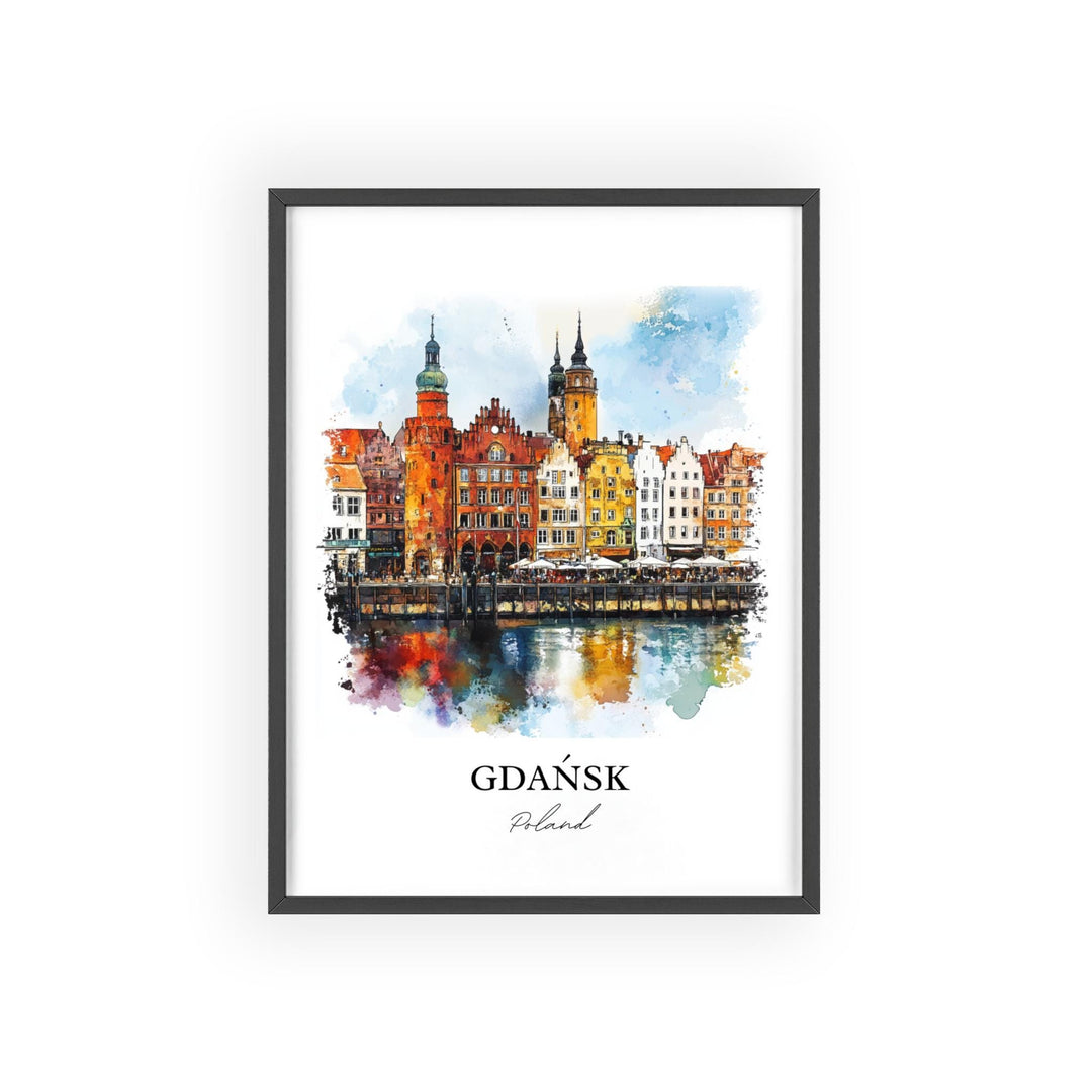 Gdansk Wall Art, Gdansk Print, Poland Watercolor Art, Gdansk Gift, Travel Print, Travel Poster, Housewarming Gift