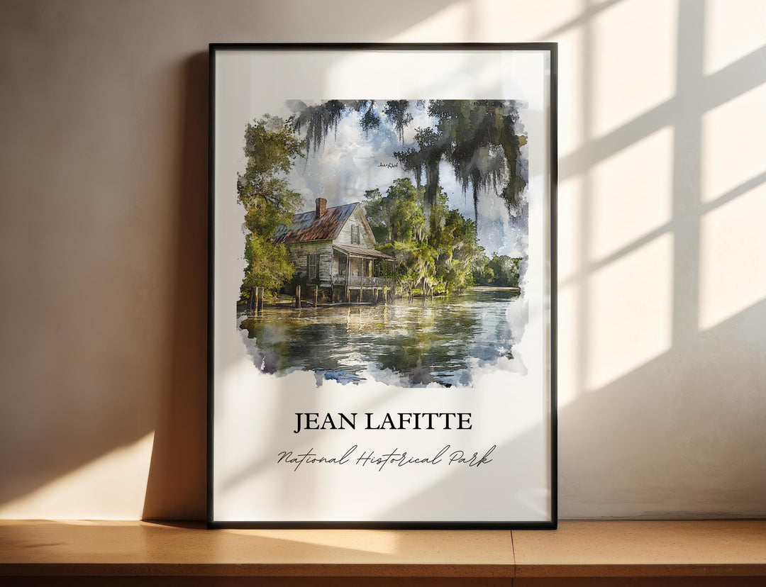 Jean Lafitte National Park Art, Louisiana Print, Louisiana Watercolor, Jefferson Parish Gift, Travel Print, Travel Poster, Housewarming Gift