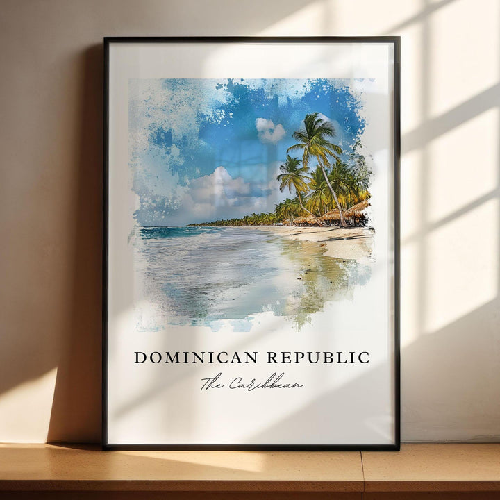 Dominican Republic Wall Art, Republica Dominica Print, DR Watercolor Art, Punta Cana Gift,