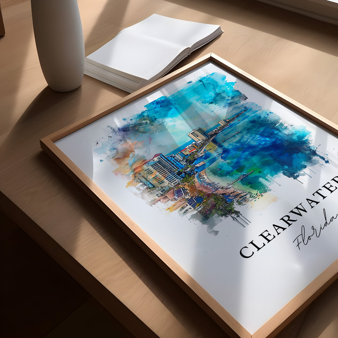 Clearwater FL Wall Art, Clearwater Print, Clearwater FL Watercolor, Clearwater Florida Gift,