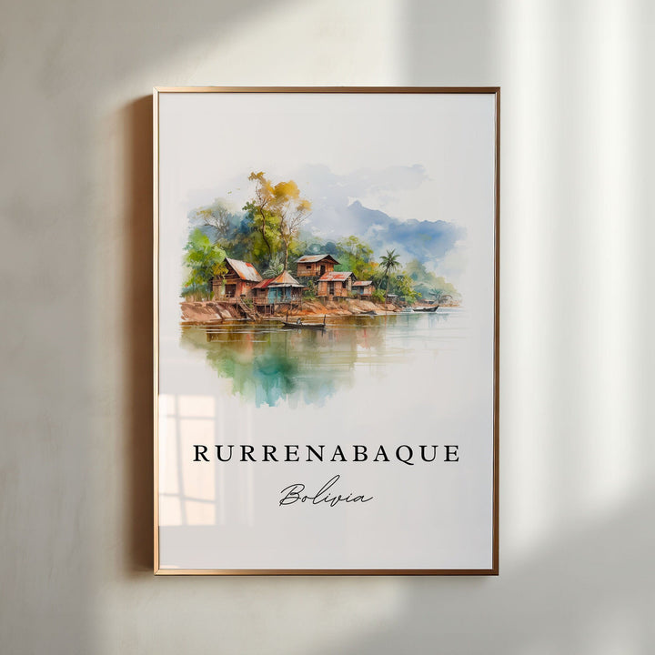 Rurrenabaque wall art - Bolivia, Rurrenabaque poster print, Wedding gift, Birthday present, Custom Text, Perfect Gift