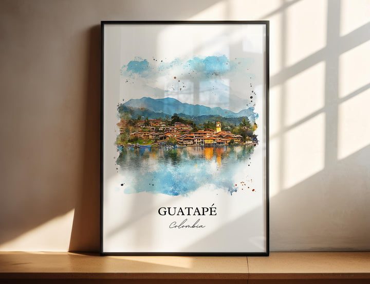Guatapé Wall Art, Guatapé Print, Colombia Watercolor Art, Guatapé Colombia Gift, Travel Print, Travel Poster, Housewarming Gift