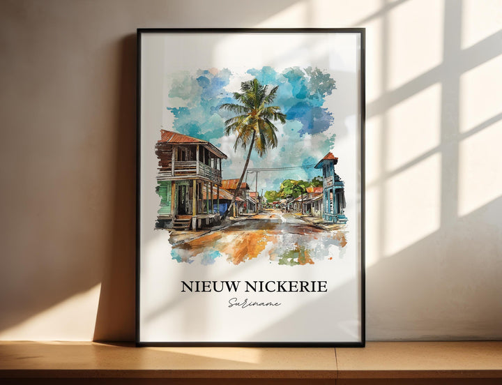 Nieuw Nickerie Wall Art, Suriname Print, Suriname Watercolor Art, Nieuw Nickerie Gift, Travel Print, Travel Poster, Housewarming Gift
