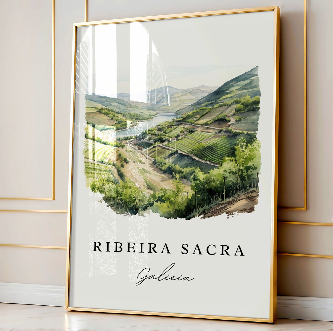 Ribeira Sacra traditional travel art - Galicia, Ribeira Sacra poster print, Wedding gift, Birthday present, Custom Text, Perfect Gift