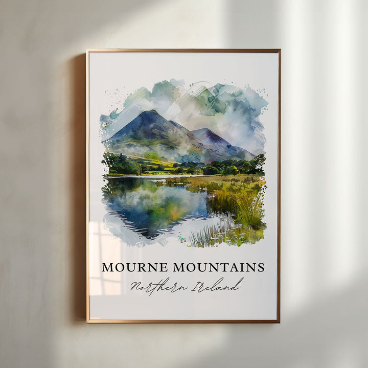 Mourne Mountains Wall Art, Mourne Mountains Print, Northern Ireland Watercolor, Mournes Gift,