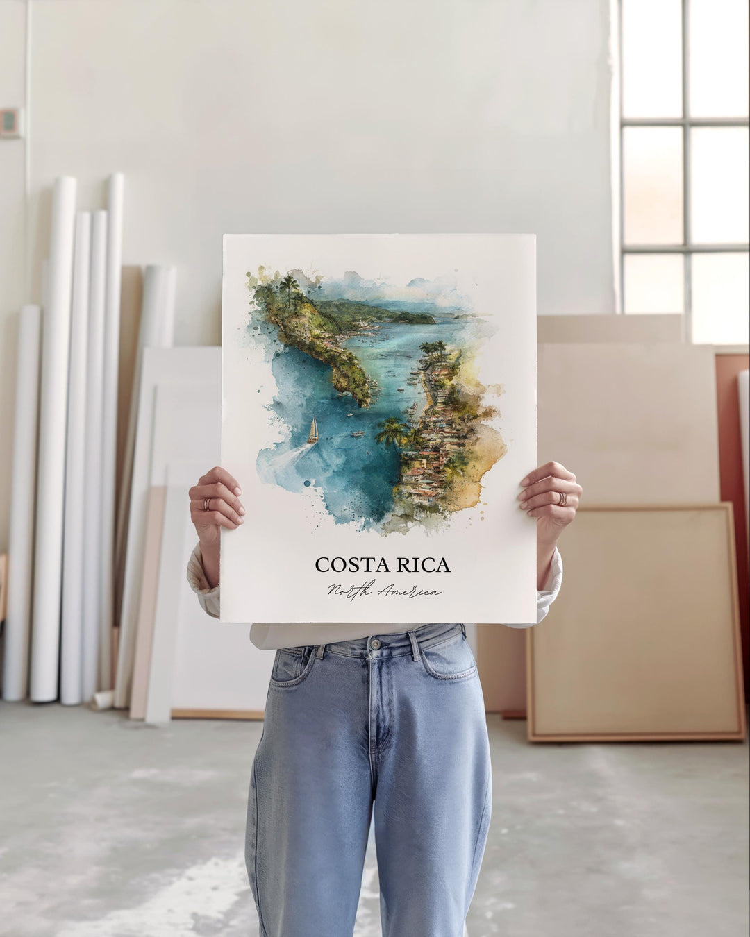 Costa Rica Wall Art, Costa Rica Country Print, Costa Rica Watercolor Art, Costa Rica Gift, Travel Print, Travel Poster, Housewarming Gift
