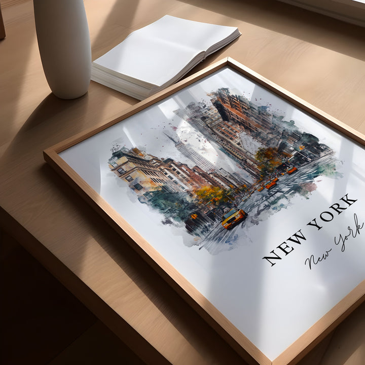 New York City Wall Art, NYC Print, Manhattan Watercolor Art, NYC Art Gift,