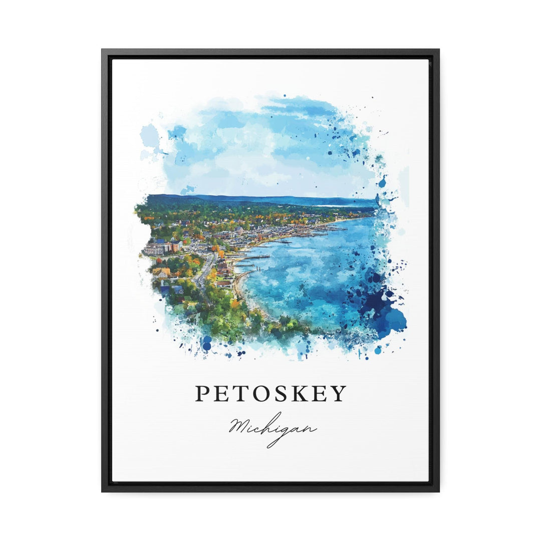 Petoskey MI Wall Art, Petoskey Print, Petoskey Michigan Watercolor Art, Emmet County Gift,