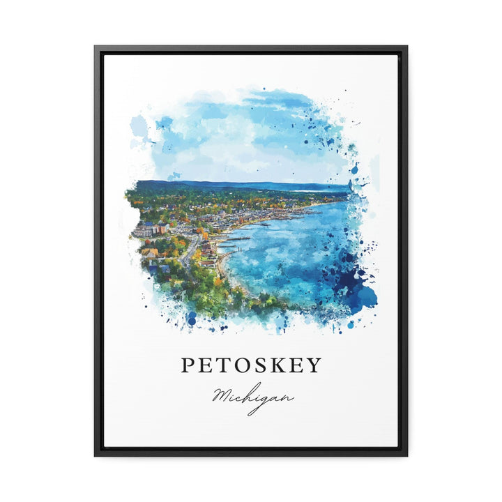 Petoskey MI Wall Art, Petoskey Print, Petoskey Michigan Watercolor Art, Emmet County Gift,