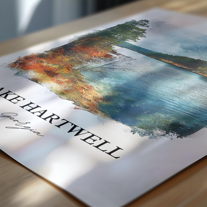 Lake Hartwell GA Wall Art, Savannah Print, Lake Hartwell Watercolor Art, Lake Hartwell Gift, Travel Print, Travel Poster, Housewarming Gift
