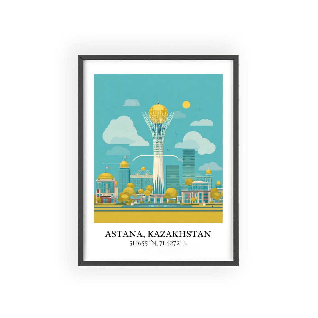 Astana Art, Astana Retro Travel Art, Astana Home Decor, Kazakhstan Gift, Kazakhstan Travel Art, Travel Prints, Housewarming Gift