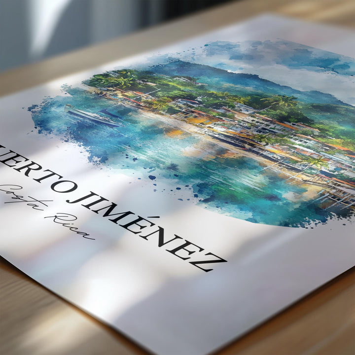 Puerto Jiménez Wall Art, Puntarenas Print, Costa Rica Watercolor Art, Puerto Jiménez Gift, Travel Print, Travel Poster, Housewarming Gift