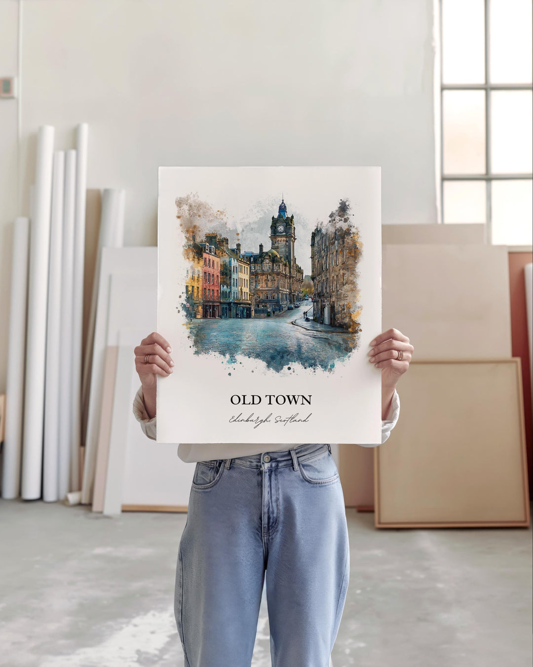 Edinburgh, Scotland – Watercolor Art Print of Old Town