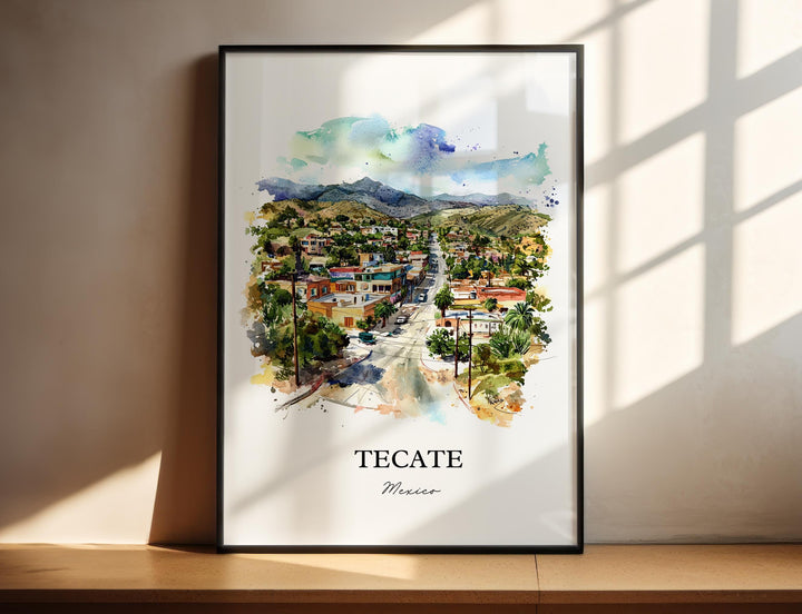 Tecate Mexico Art, Baja California Print, Mexico Watercolor Art, Tecate Mexico Gift, Travel Print, Travel Poster, Housewarming Gift