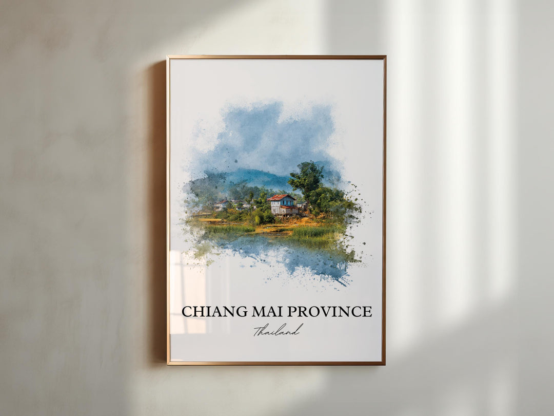 Chiang Mai Wall Art, Chiang Mai Province Print, Thailand Watercolor Art, Chiang Mai Gift, Travel Print, Travel Poster, Housewarming Gift