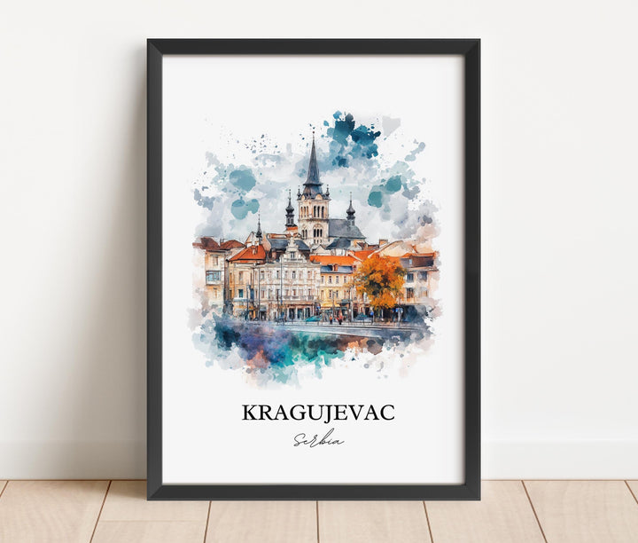 Kragujevac Wall Art, Sumadija District Print, Serbia Watercolor Art, Kragujevac Gift, Travel Print, Travel Poster, Housewarming Gift