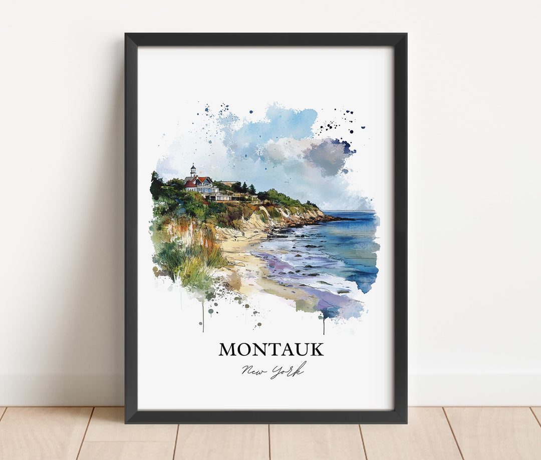 Montauk NY Wall Art, Long Island Print, Montauk Watercolor Art, Montauk NY Gift, Travel Print, Travel Poster, Housewarming Gift