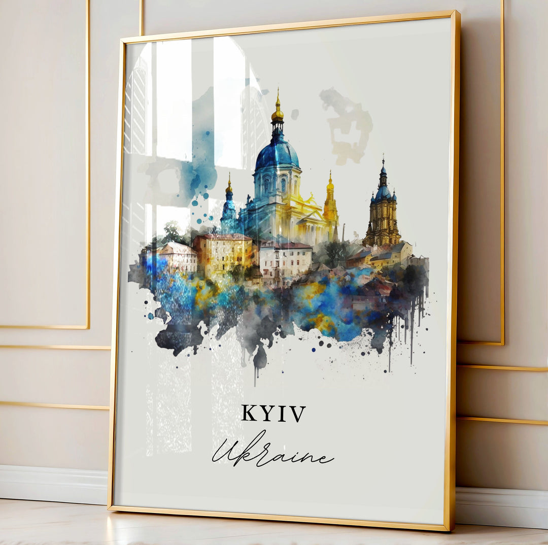 Kyiv traditional travel art - Ukraine, Kiev poster, Wedding gift, Birthday present, Custom Text, Personalised Gift