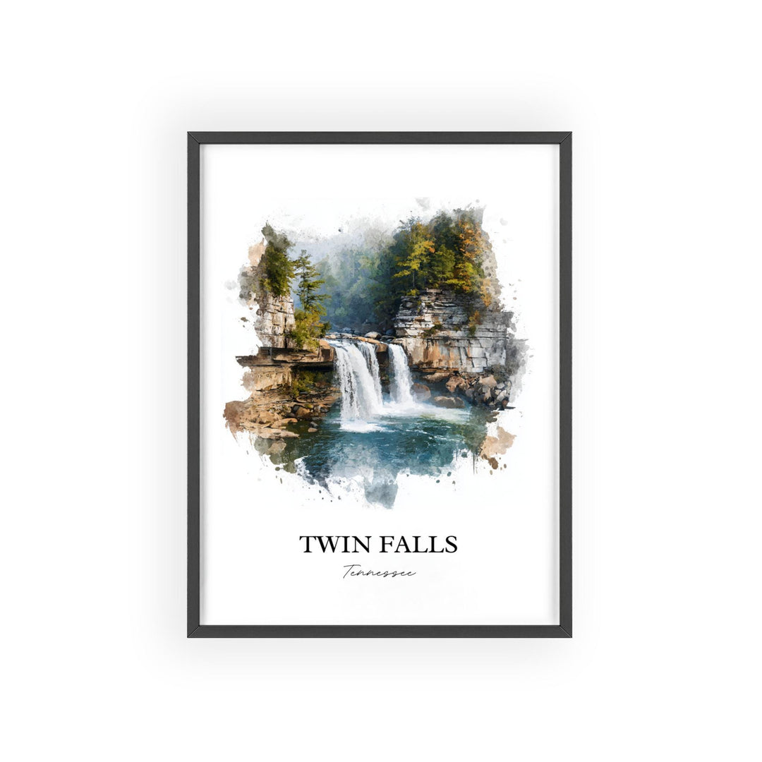 Twin Falls TN Wall Art, Rock Island Print, Tennessee Watercolor Art, Twin Falls TN Gift, Travel Print, Travel Poster, Housewarming Gift