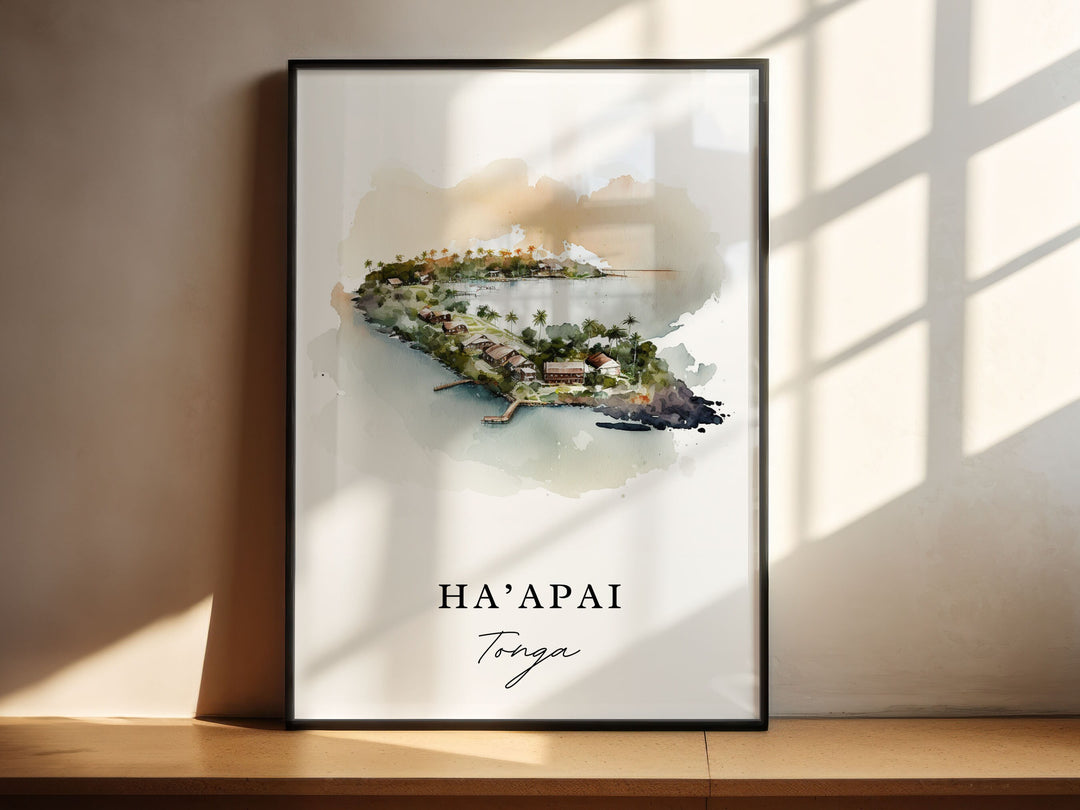 Tonga wall art - Ha'apai, Tonga poster, Wedding gift, Birthday present, Custom Text, Personalised Gift