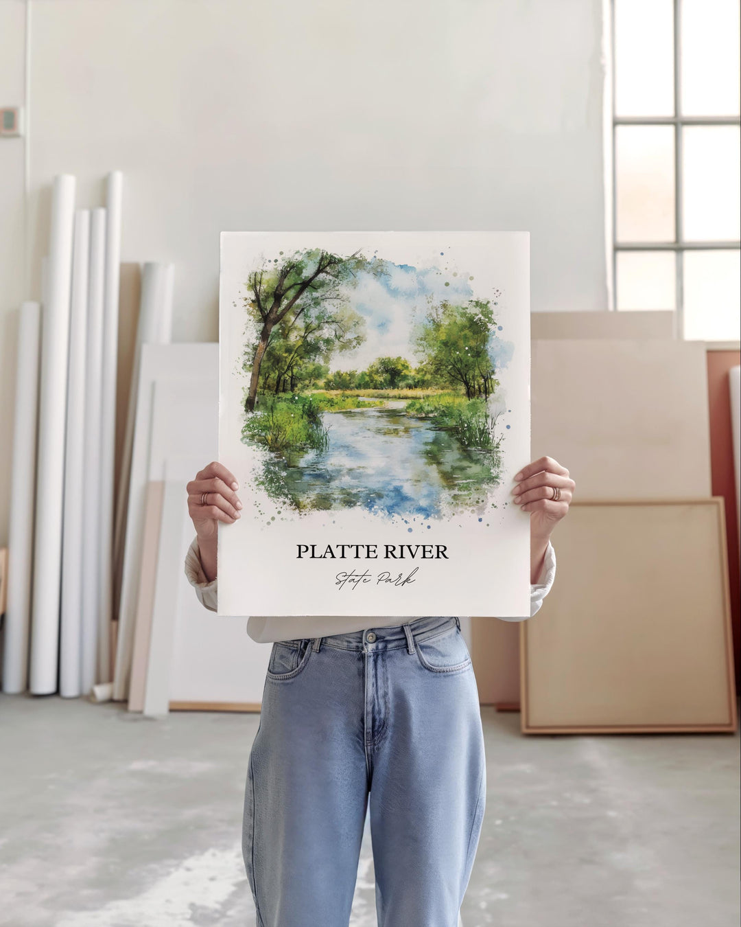 Platte River State Park Art, Platte County Print, Nebraska Watercolor, Platte River NE Gift, Travel Print, Travel Poster, Housewarming Gift