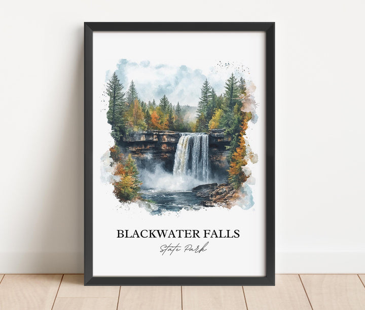 Blackwater Falls Art, Tucker County WV Print, West Virginia Artwork, Blackwater Falls Gift, Travel Print, Travel Poster, Housewarming Gift