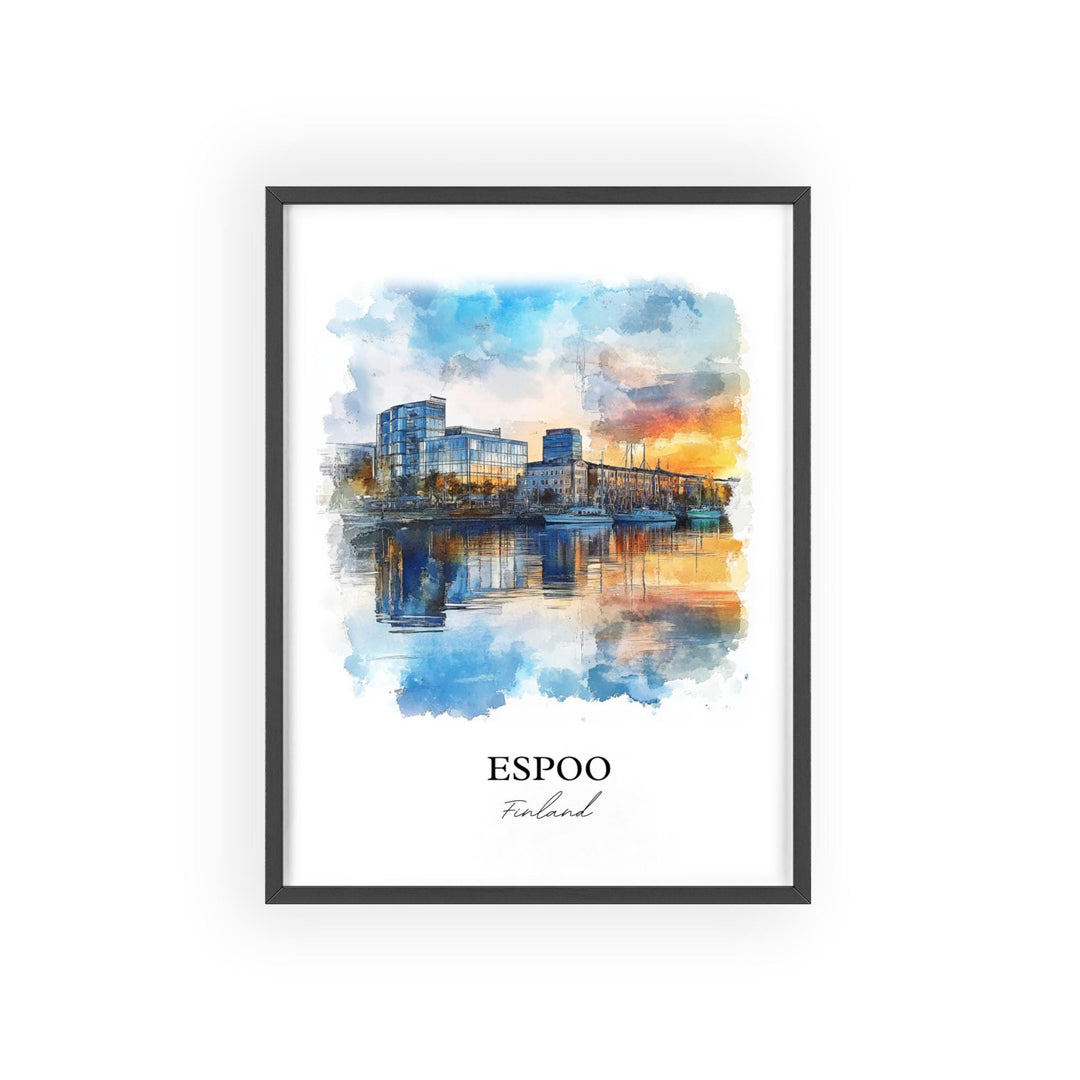 Espoo Wall Art, Espoo Print, Finland Watercolor Art, Espoo Finland Gift, Travel Print, Travel Poster, Housewarming Gift