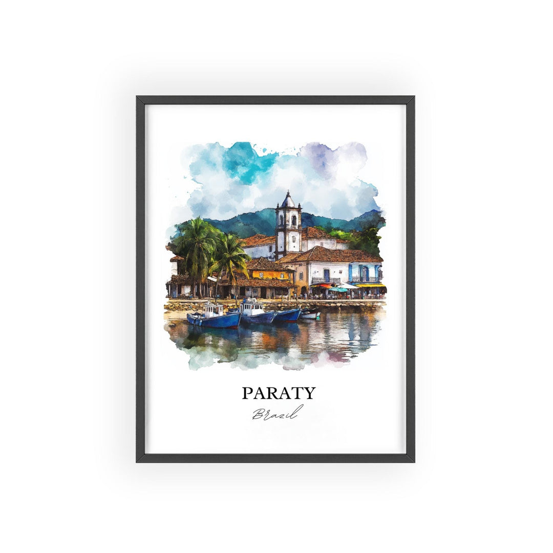 Paraty Brazil Wall Art, Costa Verde Brazil Print, Brazil Watercolor Art, Paraty Brazil Gift, Travel Print, Travel Poster, Housewarming Gift